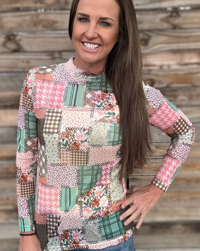 Mosaic Spring Mesh Top