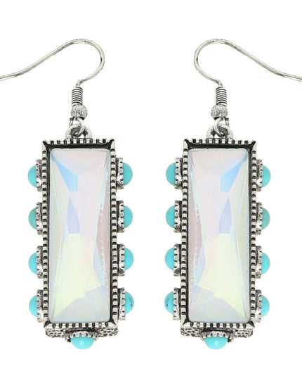 Western Turquoise Rectangle Gemstone Earrings