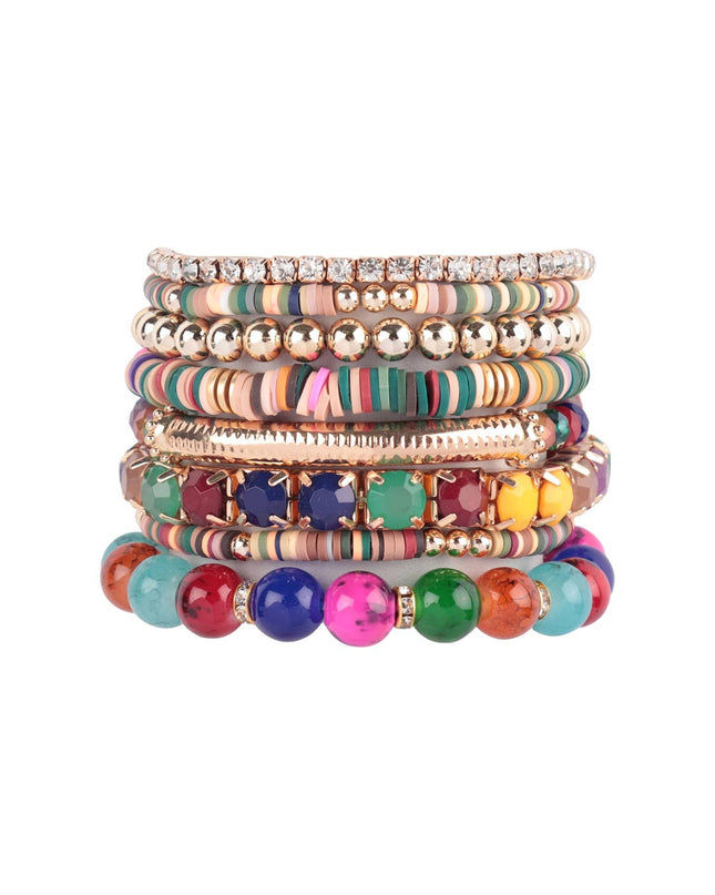 MIX BEAD CHARM STRETCHABLE BRACELET