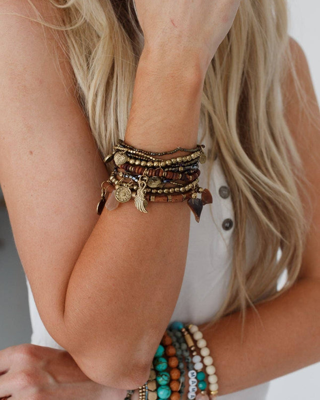 Alyda Boho Bracelet Set - Brown