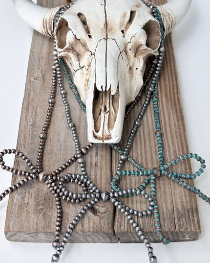 Western Style Multi Size Navajo Pearl Coquette Bow Necklace