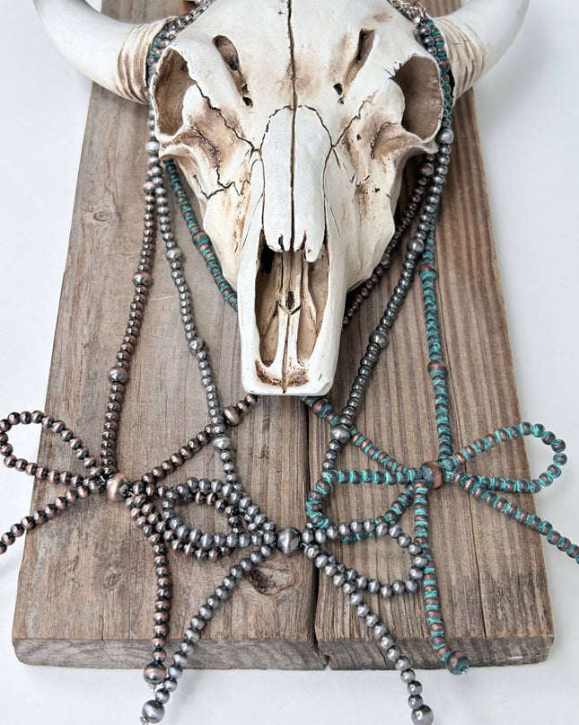 Western Style Multi Size Navajo Pearl Coquette Bow Necklace