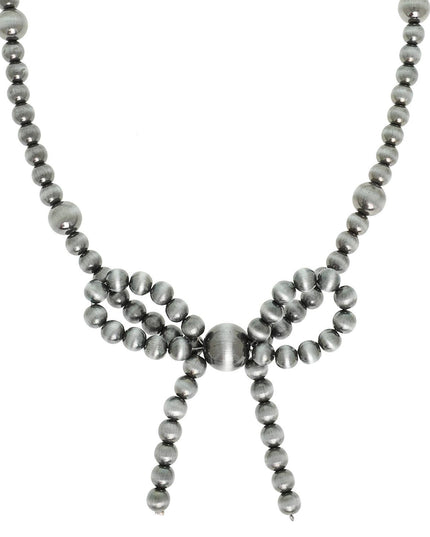 Western Bow Knot Pendant Pearl Bead Necklace
