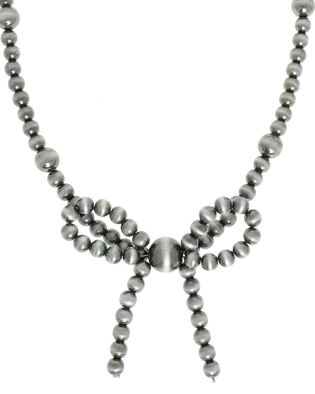 Western Bow Knot Pendant Pearl Bead Necklace