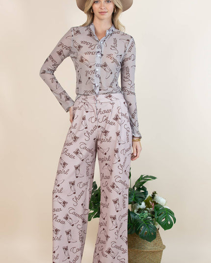 P1261-6157-Norma Cowboy Show Print Slack Pants