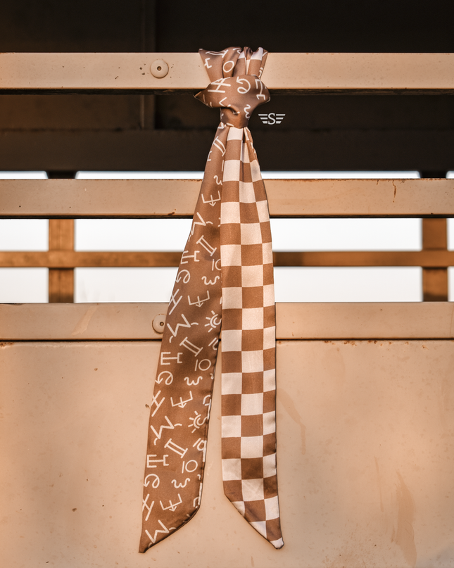 Neutral Checked Brand Twilly