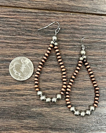 725375, Handmade Silver/Copper Navajo Bead Earrings