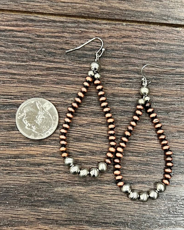 725375, Handmade Silver/Copper Navajo Bead Earrings