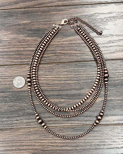 736975, Handmade 22" Copper Navajo Bead Necklace