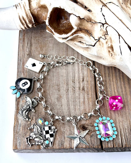 Western Style Multi Charm Chunky Chain Bracelet