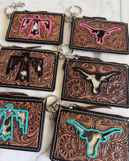 Longhorn Freebird Western Cowhide Leather Keychain Wallet