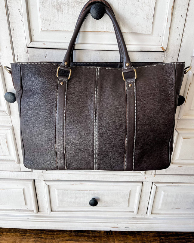 Hand Tooled Leather Cowhide Western Purse Tote Work Bag