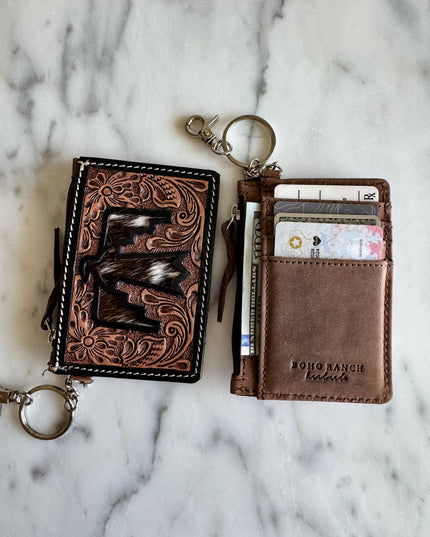 Longhorn Freebird Western Cowhide Leather Keychain Wallet