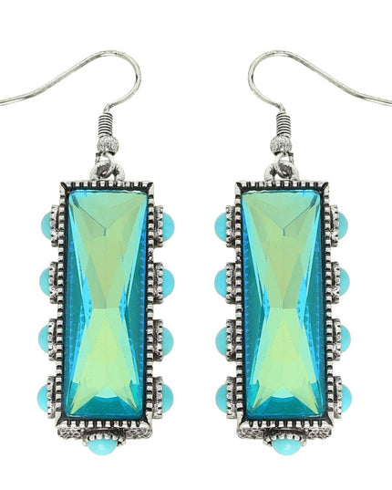 Western Turquoise Rectangle Gemstone Earrings