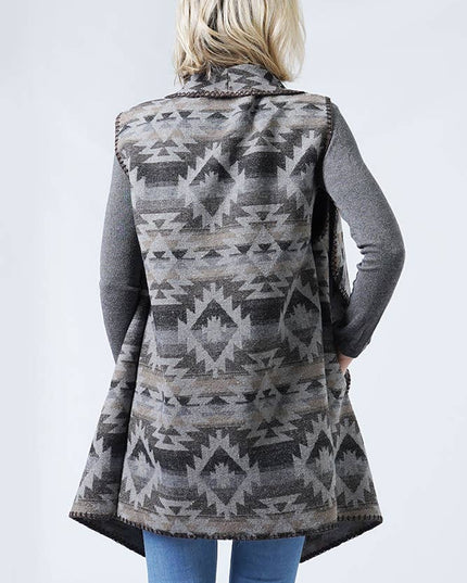 Western Pattern Vest with Pocket