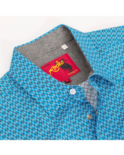 Men's Short Sleeve Pearl Snap Print Shirt-PS100S-1098