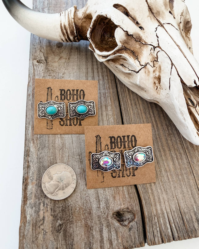 Dainty Western Style Buckle Earrings
