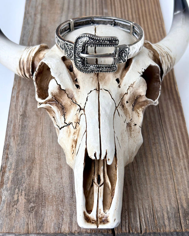 Western Belt Buckle Bar Bangle Stretch Bracelet