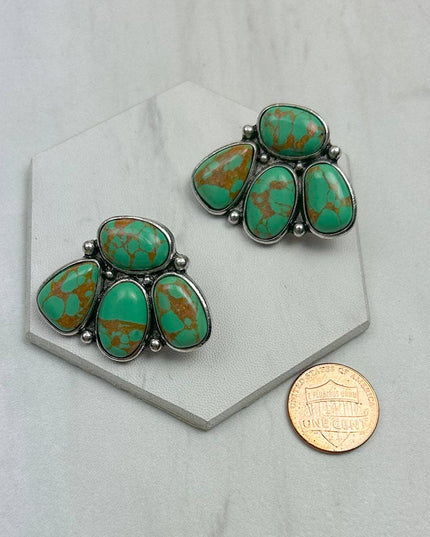 ER250430-01-BLUE            Silver metal with blue turquoise stone Animal paw Earrings