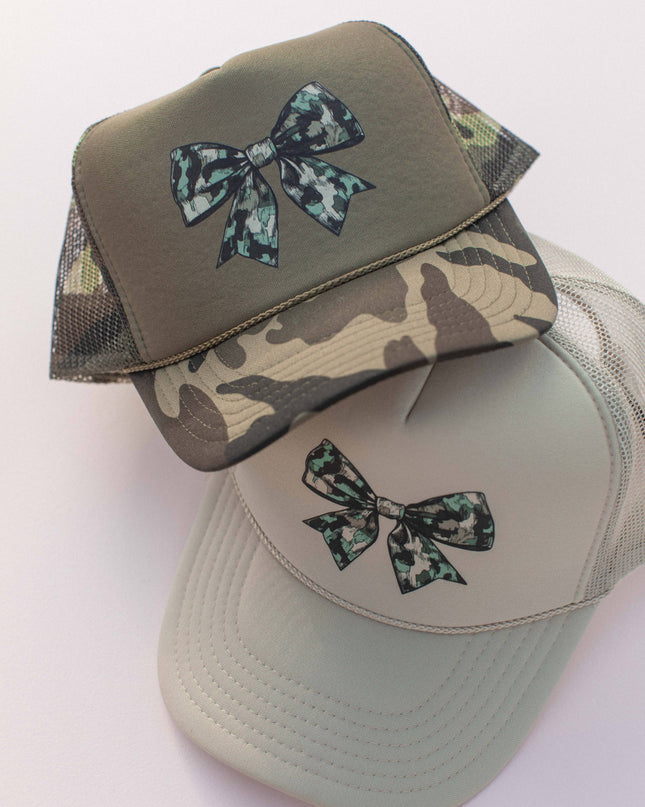Camouflage Bow Trucker Hat Cap