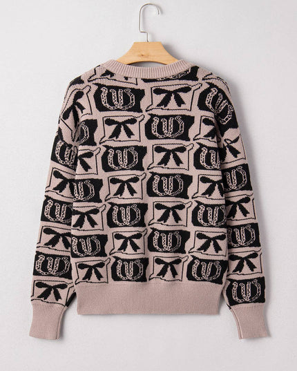 Western Bows & Horseshoes Long Sleeve Sweater