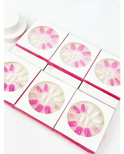 Pink and White Theme Press On Nail Set