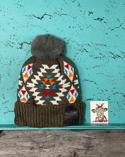 Aztec Pom Beanies