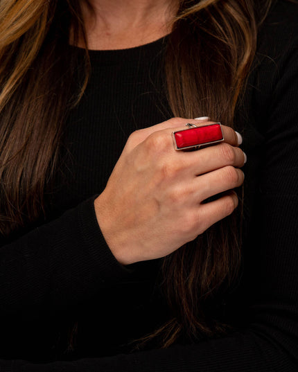 (SALE) Adjustable Red Bar Ring..