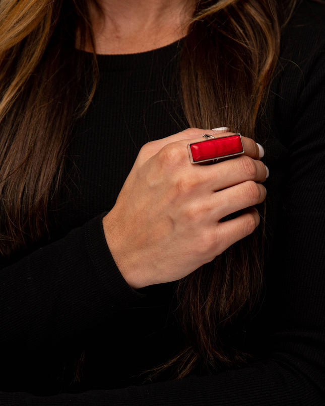 (SALE) Adjustable Red Bar Ring..