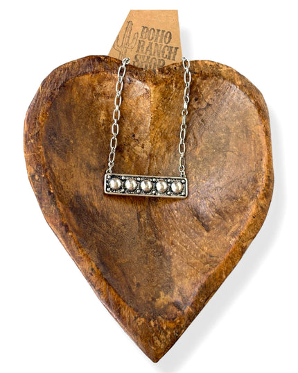 Western Style Embossed Bar Pendant Necklace