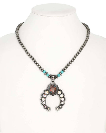 Western Turquoise Navajo Beaded Pendant Necklace
