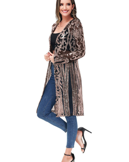 Women's Sparkly Sequin Cardigan Long Sleeve Open Front