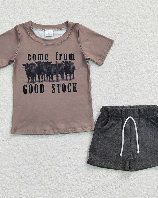 Sibling Brothers Baby Boys Cowboy Western Summer Shorts Sets