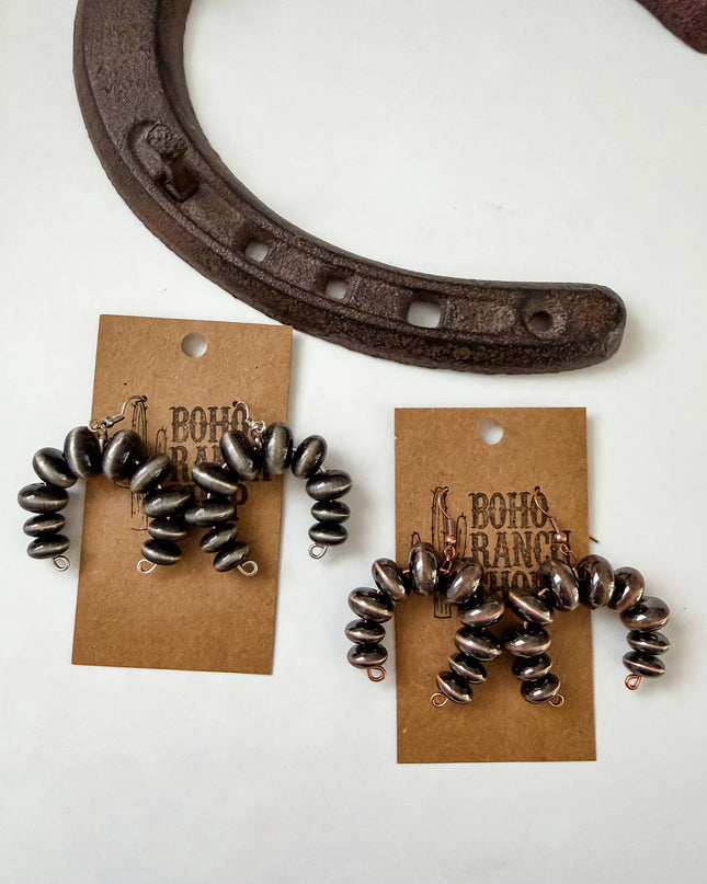 Western Style Flat Navajo Pearl Drop Dangle Earrings