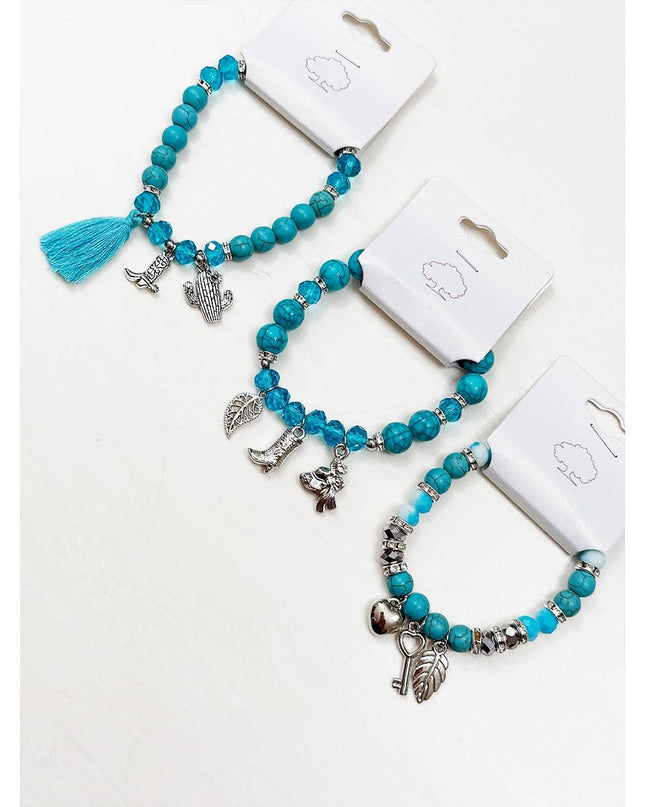 Western Boho Mix Charms Turquoise Theme Bracelets