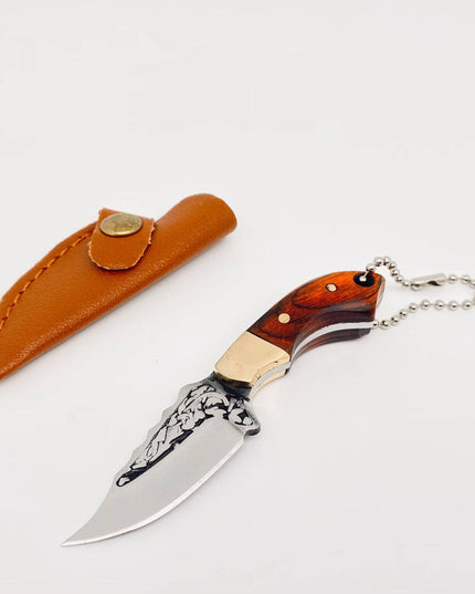 Wooden Handle Portable Mini Stainless Steel Embossed Knife