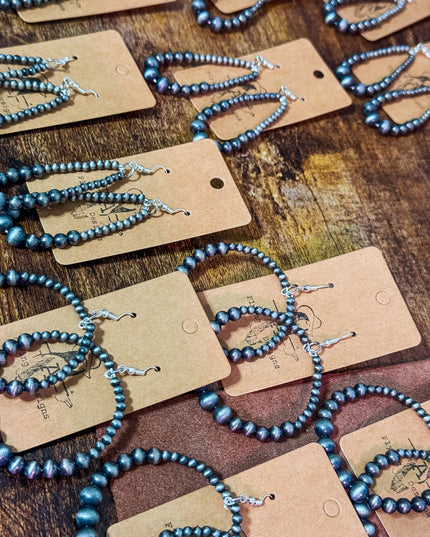 Western Accessory Faux Navajo Pearl Hoop Earrings