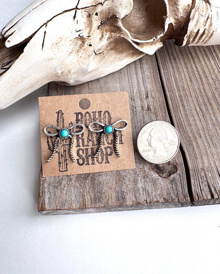 Western Coquette Bow Stone Stud Earrings