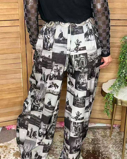 Western cowboy patchwork women's boutique pant GJQ17275