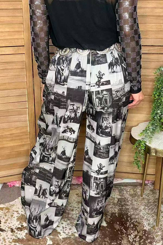 Western cowboy patchwork women's boutique pant GJQ17275