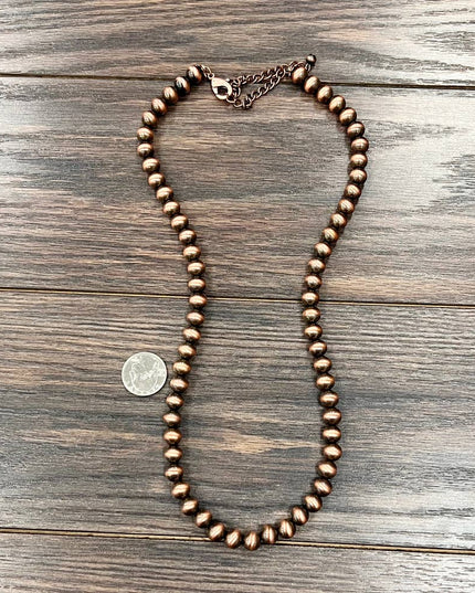 734399, 24" Handmade 10mm Copper Navajo Bead Necklace