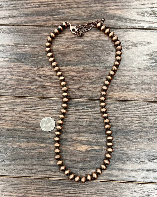 734399, 24" Handmade 10mm Copper Navajo Bead Necklace