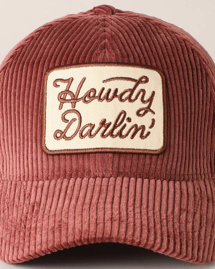 Howdy Darlin' Embroidery Patch Corduroy Cap