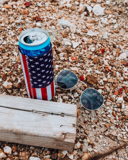 Red, White, & Blue Flag Tall Coozie 2-Pack