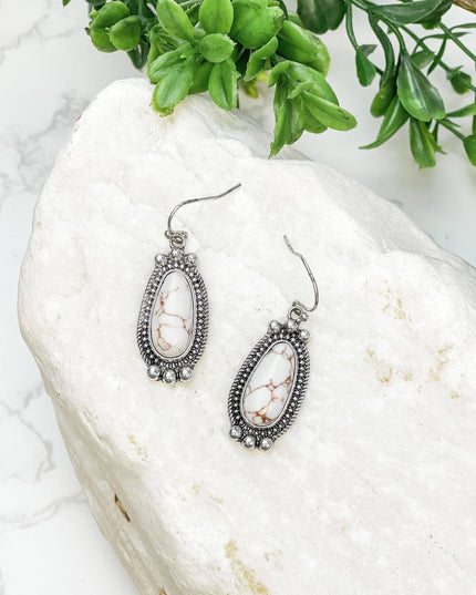 Ivory Semi Precious Western Teardrop Earrings