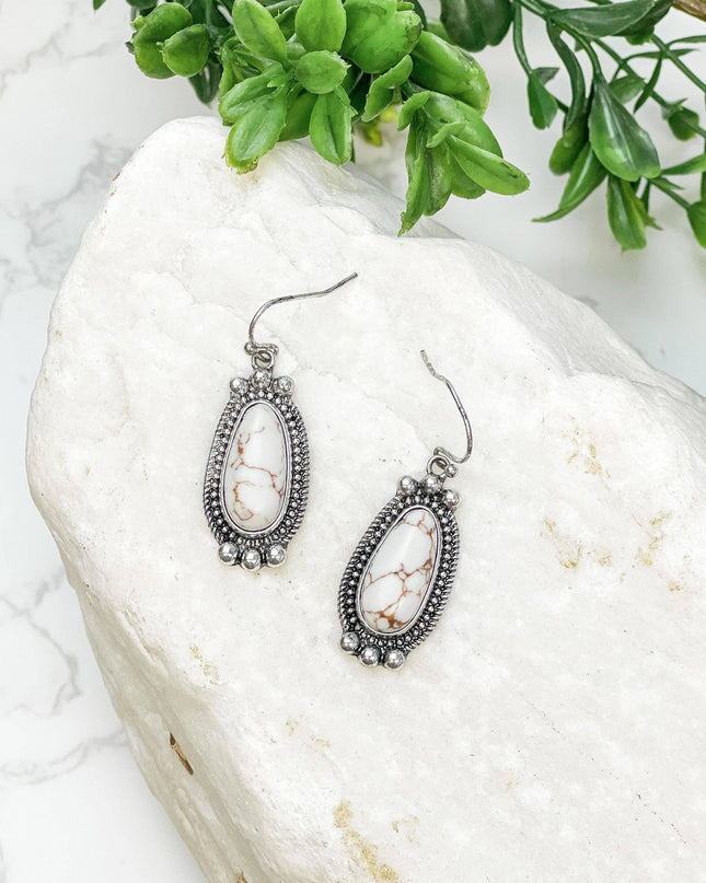 Ivory Semi Precious Western Teardrop Earrings