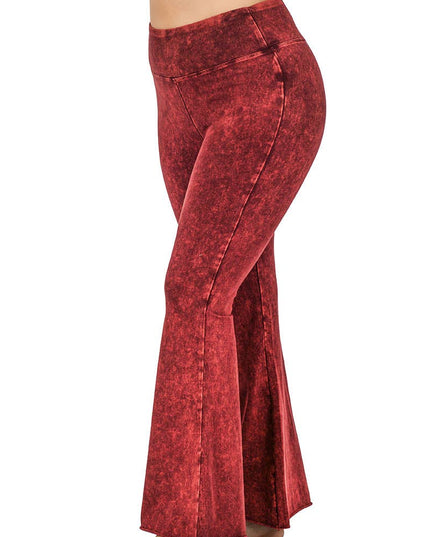 PLUS SIZE MINERAL WASHED HIGH WAIST RAW EDGE HEM PANTS