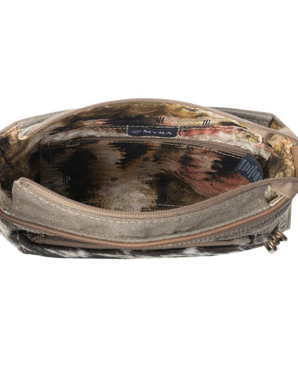 Aztec Hide Western Crossbody Bag for Women in olive with hairon detail