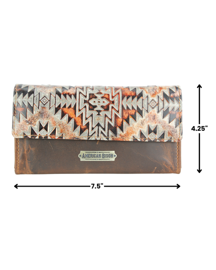 Women’s Rustic Brown Orange Aztec Clutch ABLW 18-2537