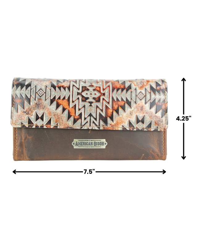 Women’s Rustic Brown Orange Aztec Clutch ABLW 18-2537